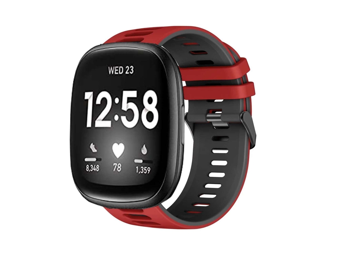 Bracelete Pioneer para Fitbit by Google Versa 3 Vermelho e Preto
