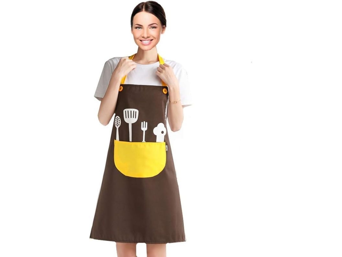 Delantal De Cozinha Para Mulher, Delantal Princesa Floral Impermeável Com Bolso E Correia Ajustável