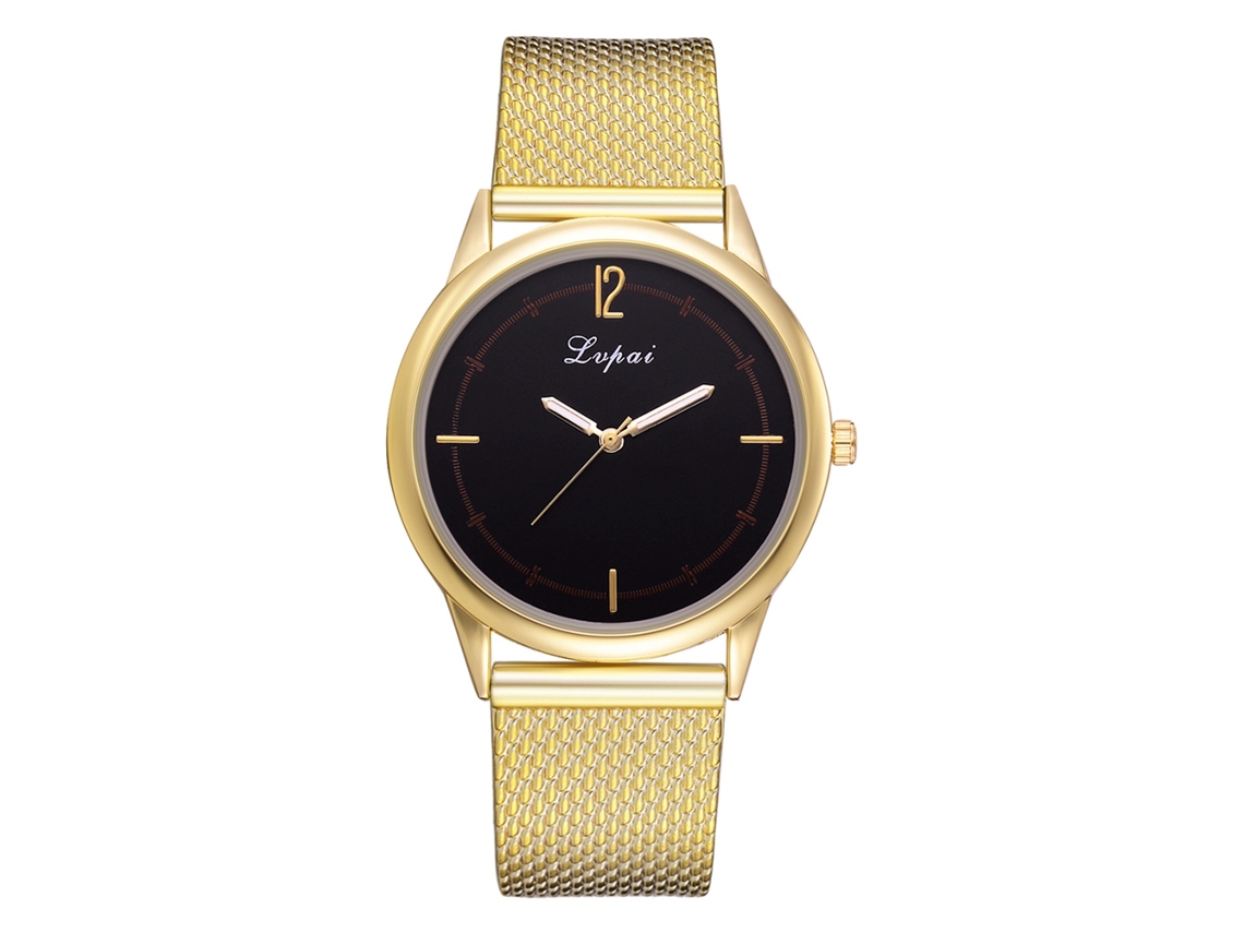 Relógio Feminino de Moda com Pulseira de Silicone e Mostrador Redondo de Liga Gold