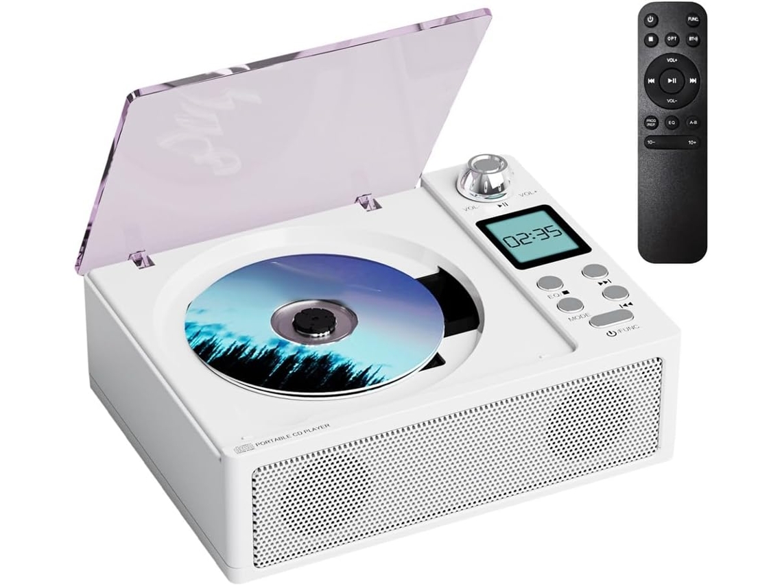 Leitor Cd Portátil Clayer Com Duas Caixas De Som Bluetooth Retrô, Qualidade De Hifi, Compátivel Com