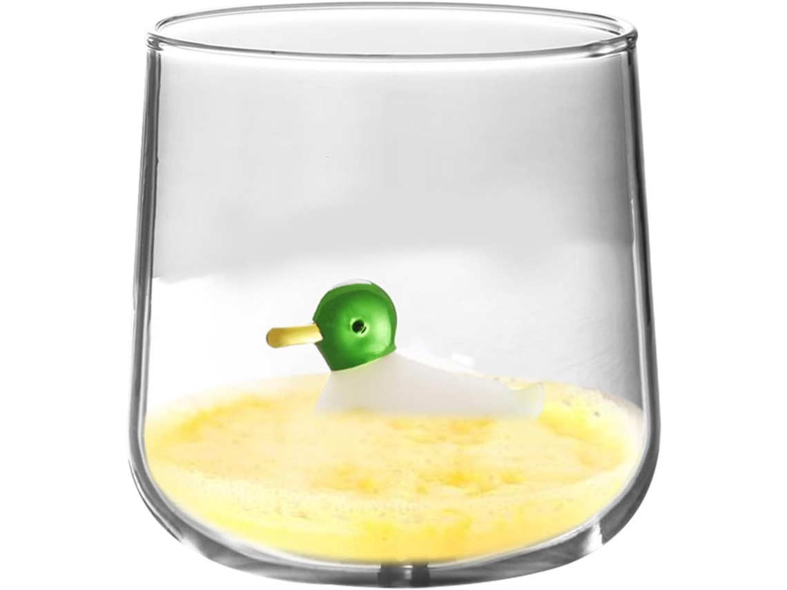 Copo De Vidro Forma De Pato Design Adorável, 300ml