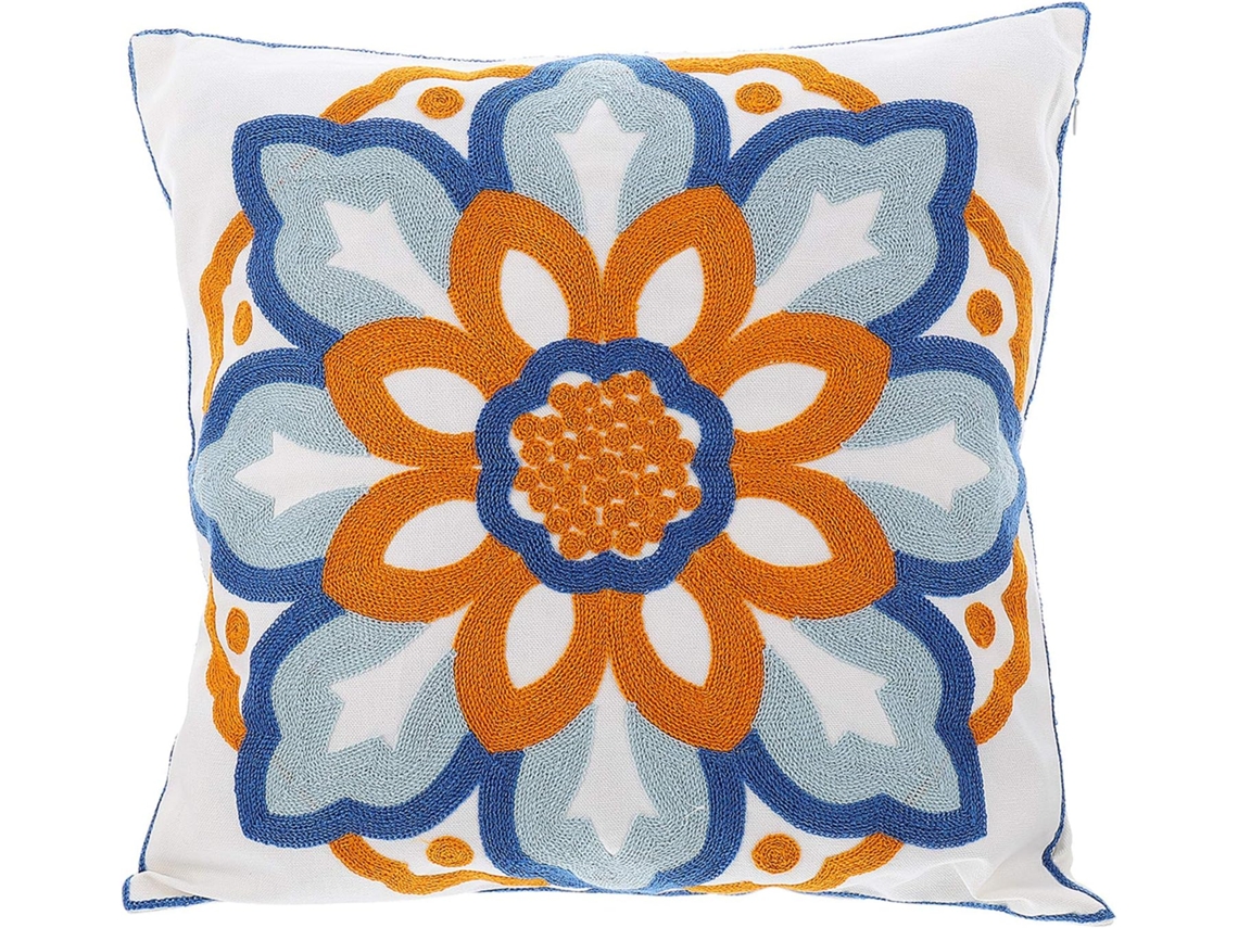 Capa de Almofada Quadrada Decorativa em Algodão com Bordado Floral, Ideal para Sofá, Cama e CHABERLU