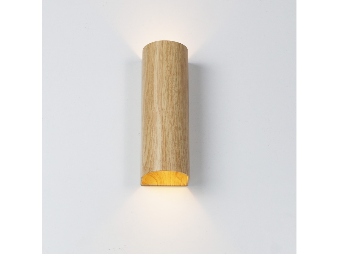 Aplique de Parede Duo ALPINALUZ Luz para Cima e para Baixo Metal Efeito Madeira 2 Casquilhos Gu10 Design Moderno Interior Lâmpadas Não Incluídas