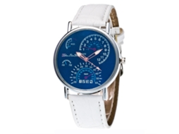 Reloj De Muñeca Con Correa De Cuero Pu De Grano Bamboo Zhoulianfa (blanco)
