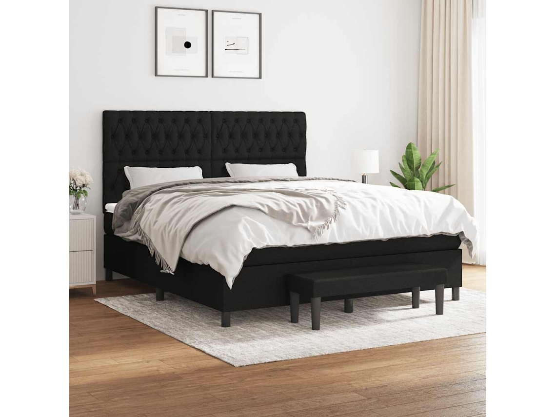 Vidaxl Cama Com Molas/colchão 180x200 Cm Tecido Preto