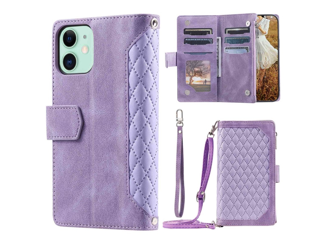 Capa Quedas Pega Inch Para Iphone 11 Pele Sintética Roxo