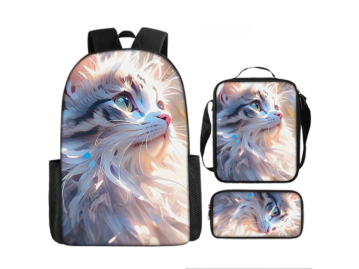Mochila De Estudante 17 Polegadas - Conjunto 3 Peças Com Estojo E Lancheira Ideal Para Escola (estilo L)