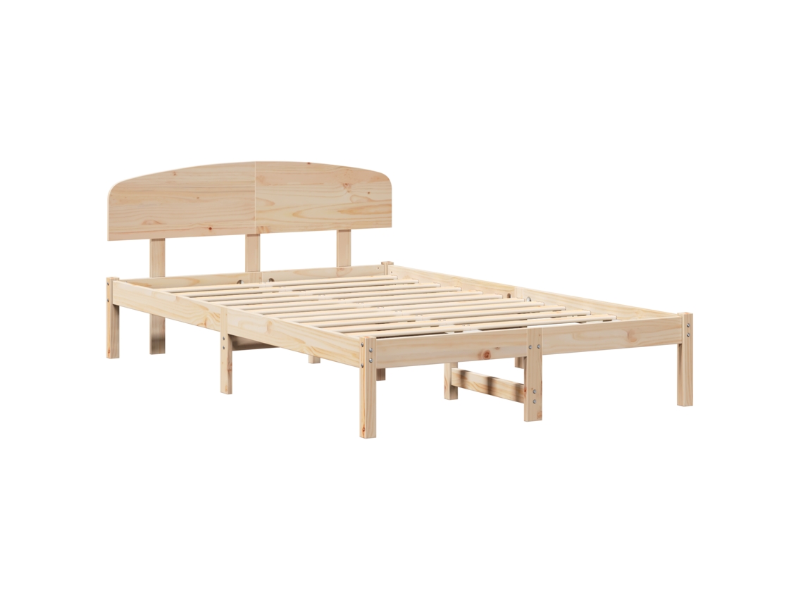 Conjunto 1 Estrutura De Cama Moderna Vidaxl Castanho Madeira De Pinho Maciça (135 X 190 Cm)