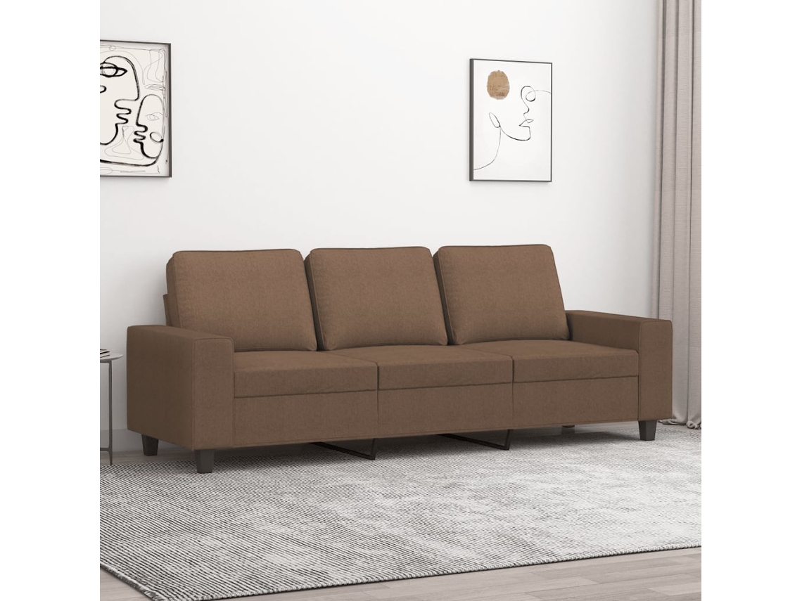 Sofá De 3 Lugares | Sofá Da Sala | Sofá De Relaxamento Tecido 180 Cm Castanho Wsd184543 Lovely Home