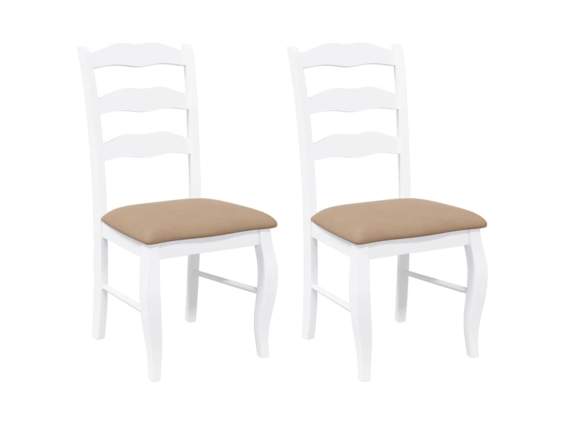 Cadeiras de Jantar com Almofadões 2 peças em Madeira Maciça Branco MAISON EXCLUSIVE