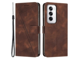 Capa Dobrável De Couro Com Padrão Triangular Para Oppo Reno12 5g (global)