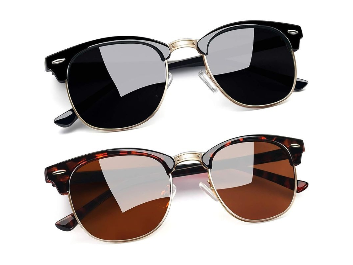2026-óculos De Sol Polarizados Linjou Semi-rimless Uv400 Unissex Clássicos Vintage 2pcs