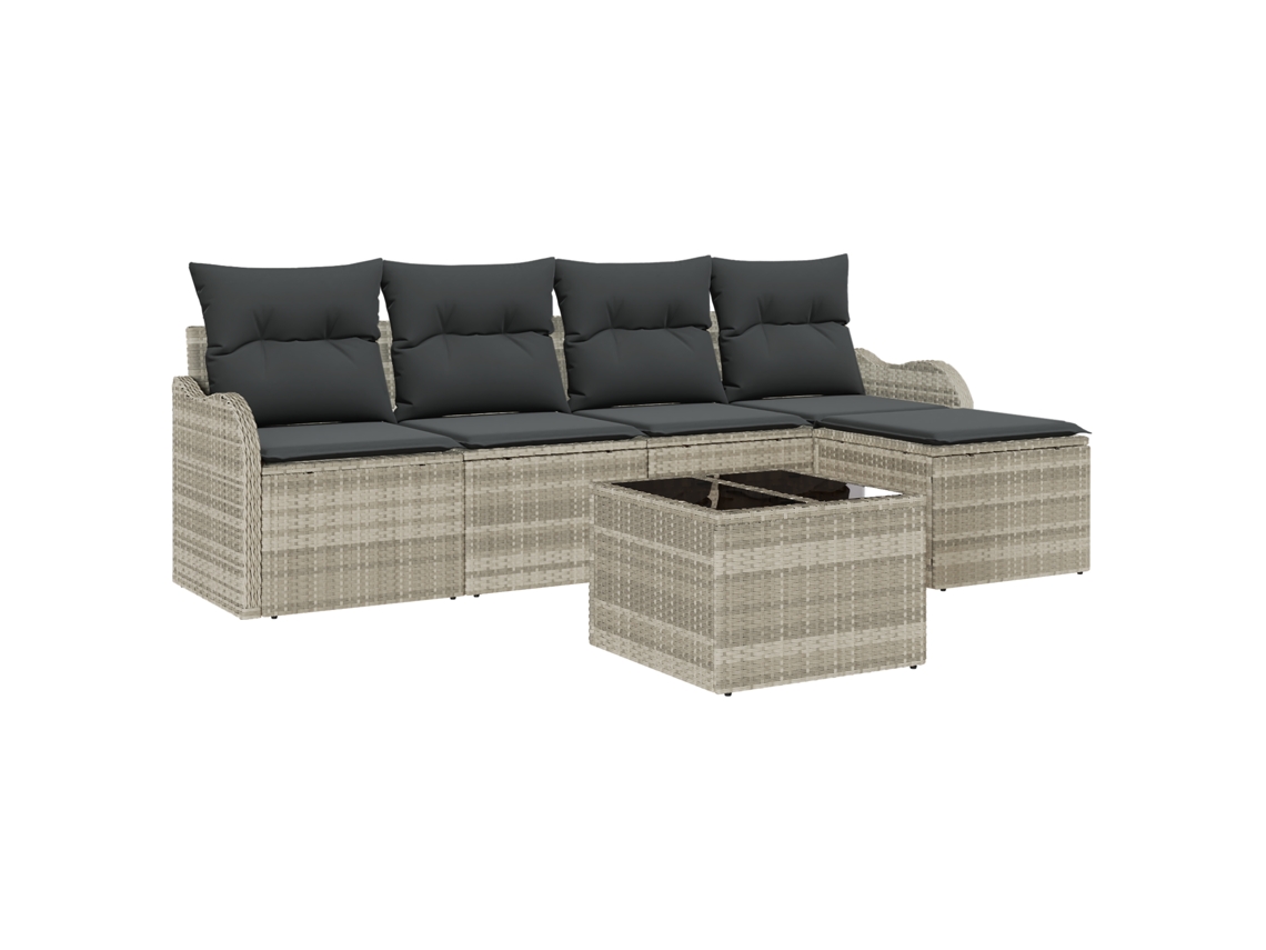 Conjunto 6 Sofá De Jardim Vidaxl Cinzento-claro Vime Pe (55 X 55 X 37 Cm)