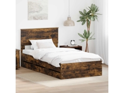 Vidaxl Estrutura Da Cama Com Gaveta Carvalho Defumado 100 X 200 Cm