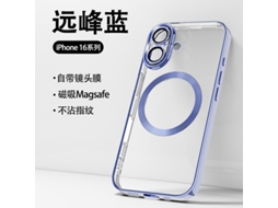 Capa Transparente Com Revestimento Eletroplástico Magnético Azul Para Iphone 17 Pro, Com Proteção Para Lente E Tela.