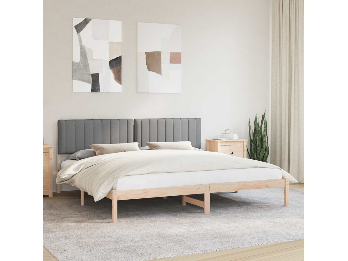 Vidaxl Estrutura De Cama Com Cabeceira Estofada Cinzento-claro
