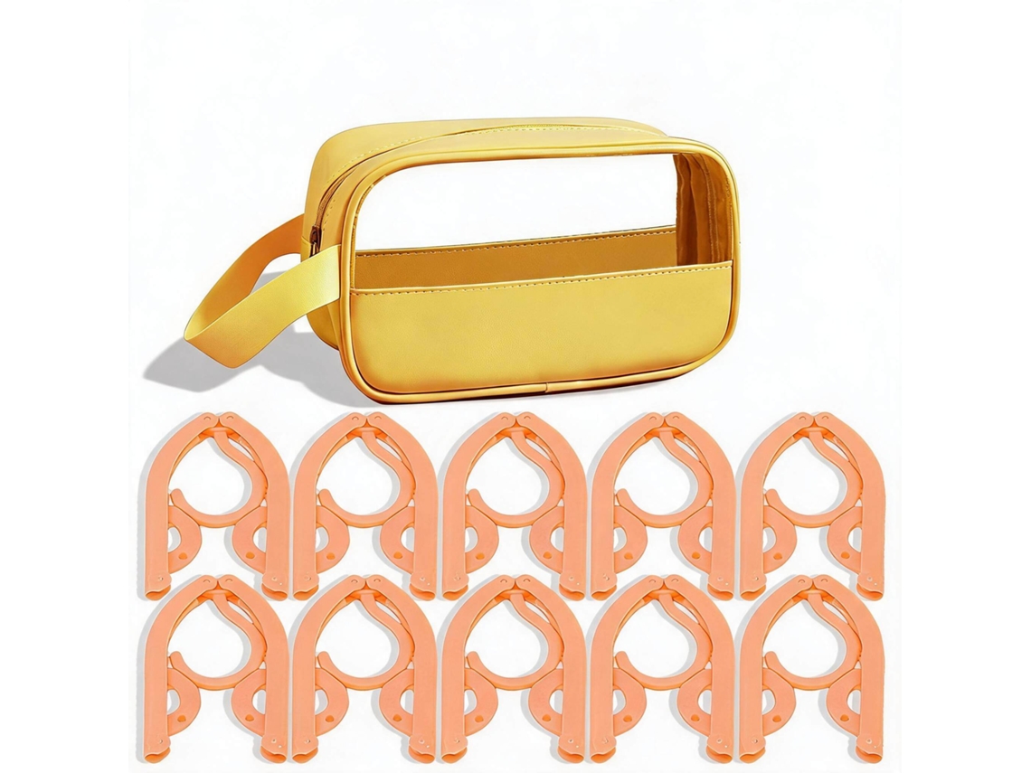 Conjunto Cabides Eifson Dobráveis Viagem 10 Cabides + Bolsa (amarelo)