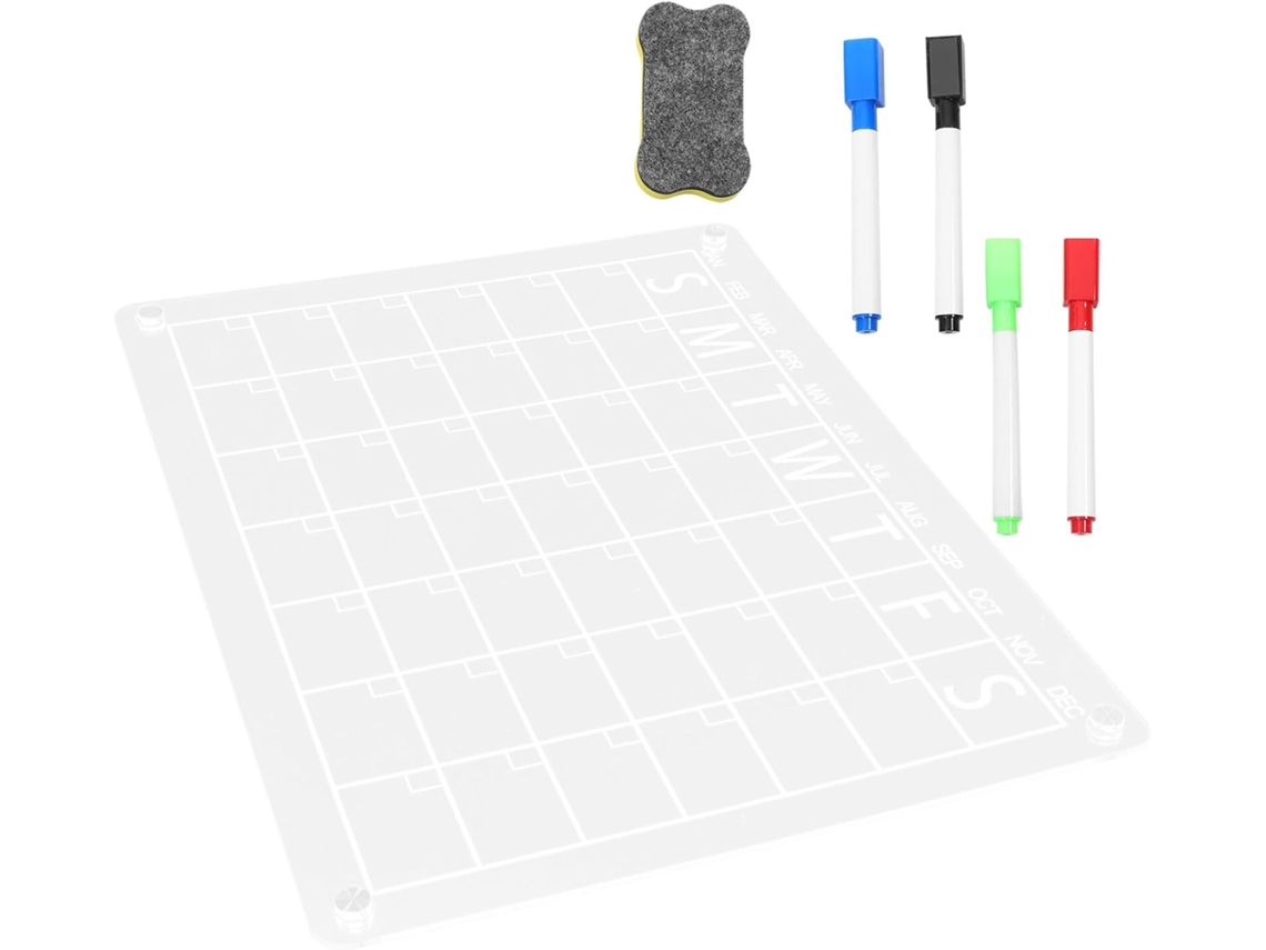 Quadro De Notas Mensal Magnético Em Acrílico Transparente Para Escrita Com Marcador De Quadro Branco Gokoco