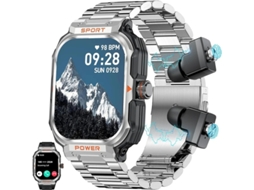 Relógio inteligente militar para homens com fone de ouvido tws chamada bluetooth esportes ao ar livre rastreador de atividade fitness monitor bestvite