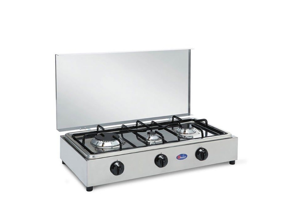 Fogão A Gás - Cf Parker - 300accgp - 3 Queimadores (0,65/1,5/2,5 Kw) - Aço Inoxidável - Feito Na Itália