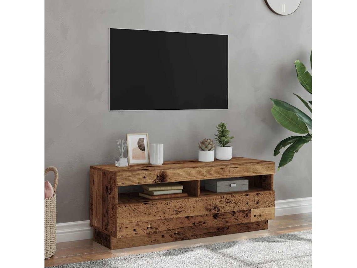Vidaxl Móvel De Tv Com Luzes Led Derivados De Madeira Madeira Velha