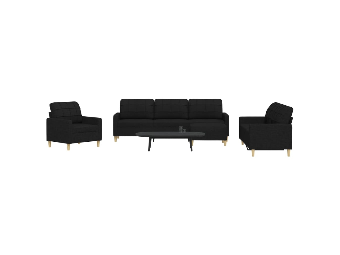 Vidaxl 4 Pcs Conjunto De Sofás Com Apoio Para Pés Tecido Preto
