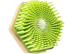 Escova Corporal Hexagonal De Silicone Com Cabo Madeira | Limpeza Suave, Uso Seco Ou Úmido, Tamanho Portátil Para Casa E