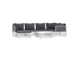 Maison Exclusive - 7 Pcs Conjunto Lounge De Jardim Com Almofadões Aço Branco