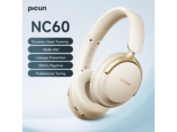 Picun Nc60 Auscultador Sem Fios Bluetooth 5.4 Anc Para Jogos 48db Redução De Ruído Profunda 4 Microfones Redução De Ruído Driver Hd De 40 Mm hi-fi Bas