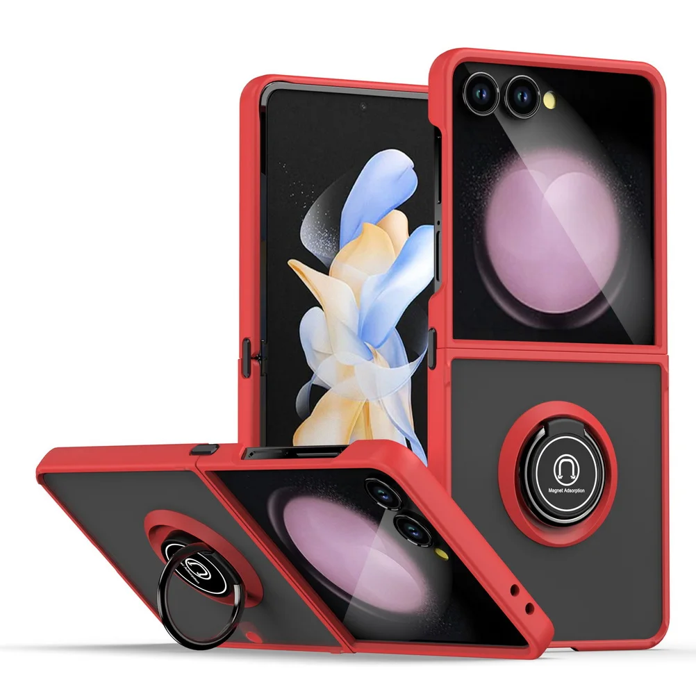 (vermelho, Galaxy Z Flip7) Capa Para Celular Com Suporte Magnético Para Carro, Anel Giratório E Resistente A Quedas.