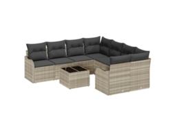 Conjunto 9 Conjunto De Sofá De Jardim Vidaxl Cinzento-claro Vime Pe (55 X 55 X 37 Cm)