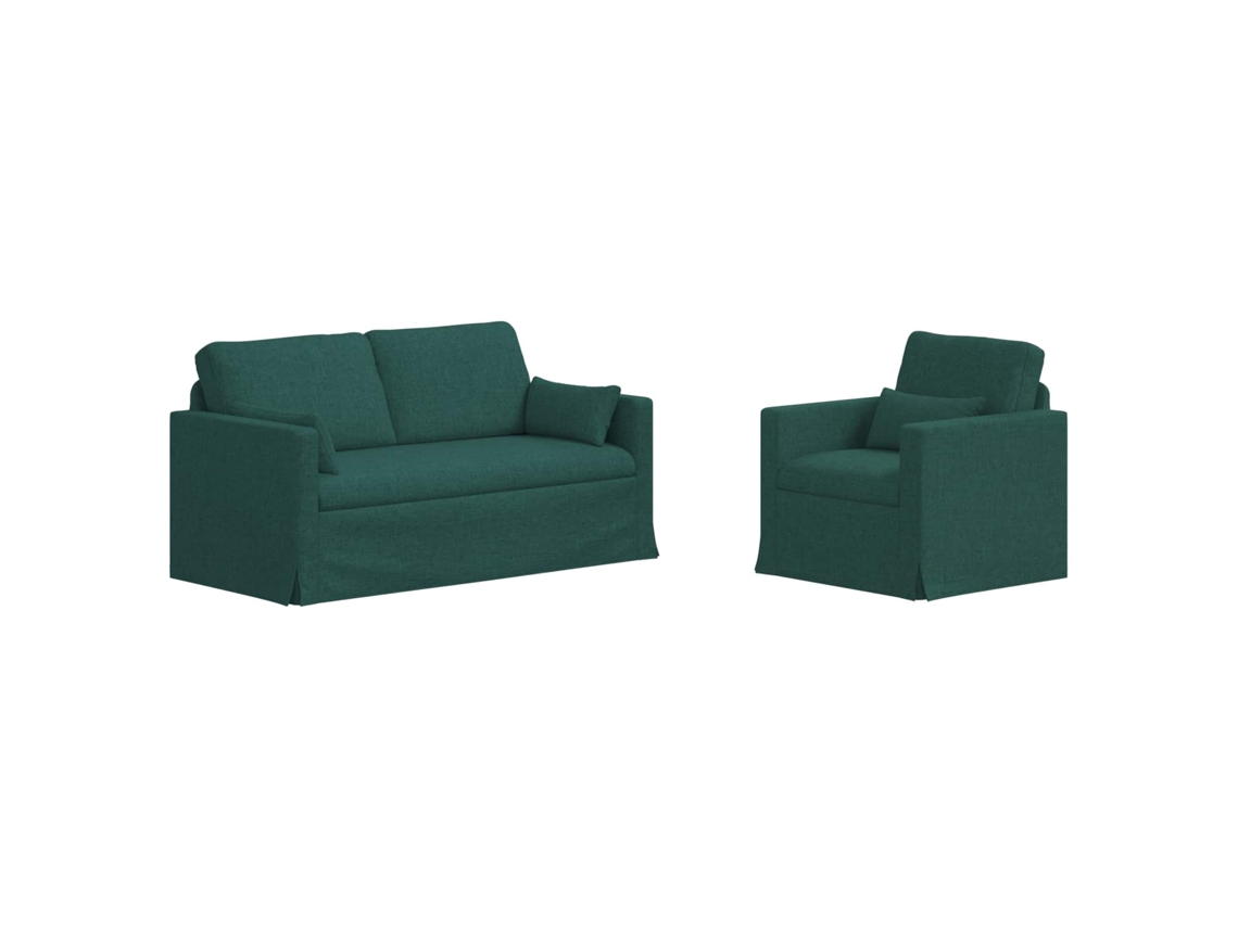 Maison Exclusive - Conjunto De Sofás 2 Unid. Verde Escuro Tecido