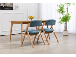 Conjunto de 2 Cadeiras Dobráveis EHSTMIND com Assento Acolchoado, Empilháveis para Cozinha, Cor Azul