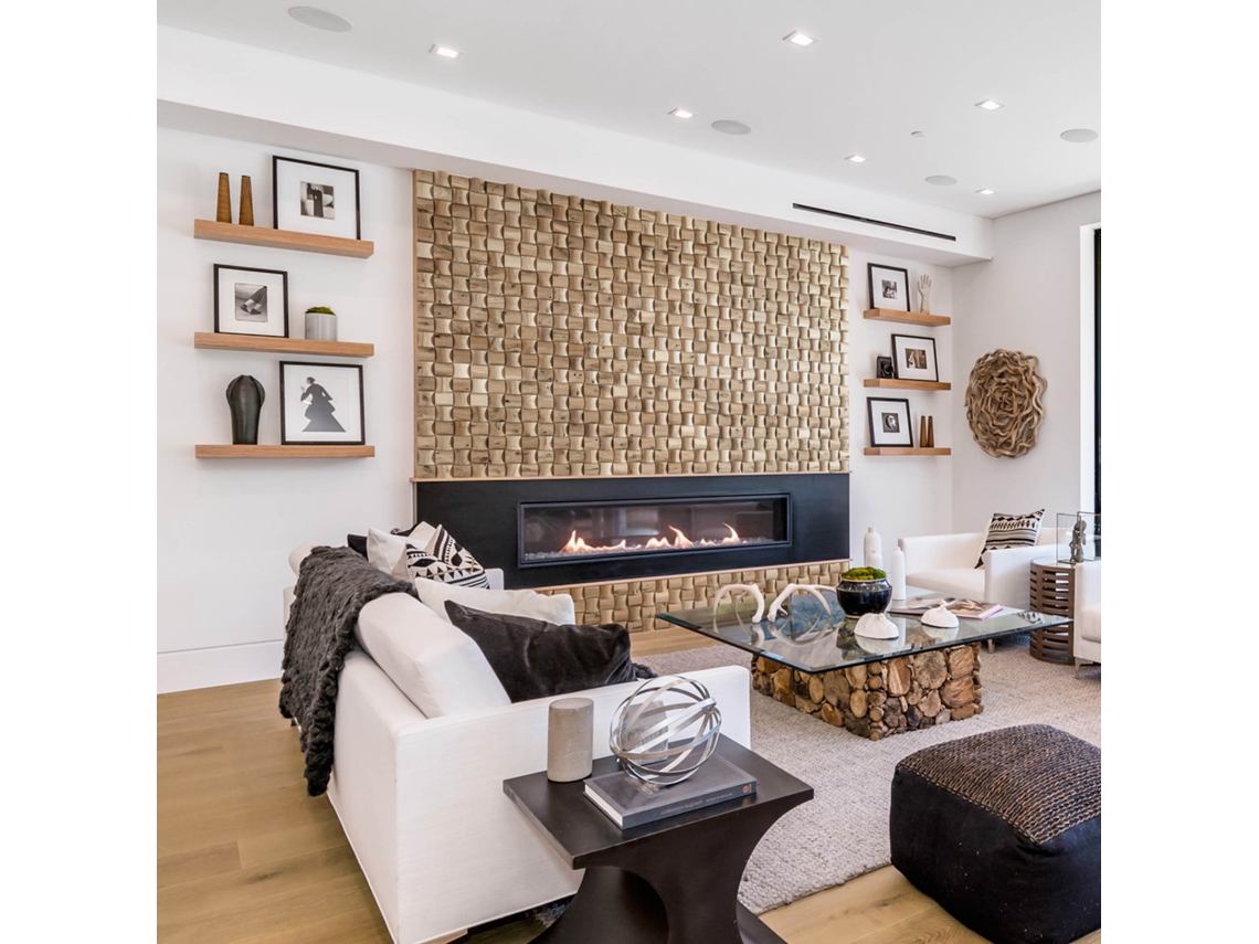 Painel Decorativo De Parede 3d Rubato Rustic Carvalho Maciço - Relevo Estruturado Escovado - 60x15cm - 11 Peças/1m²