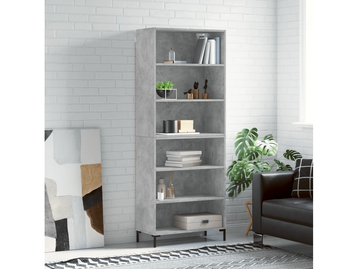 Vidaxl Armário Alto 69,5x32,5x180cm Derivados De Madeira Cinza Cimento