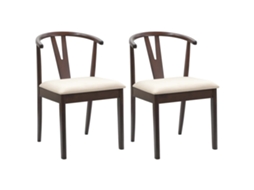 Conjunto 2 Cadeira De Jantar Vidaxl Castanho Madeira De Seringueira Maciça (50.5 X 61 X 80.5 Cm)