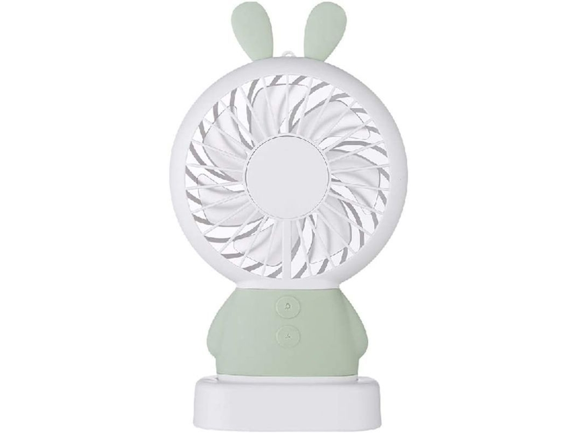 Ventilador Portátil Nova Line com base, luz LED, recarregável, verde | S/MARCA