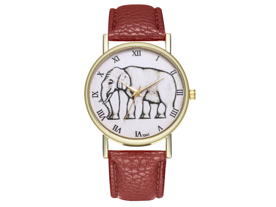 Relógio de casal Zhoulianfa Quartz com pulseira de couro PU, mostrador redondo, marrom