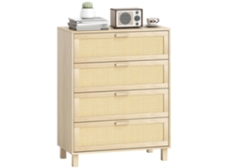 Cômoda 4 Gavetas Cannage em Rattan 80lx40px103acm Mdf Tom Madeira Clara BTFORUS