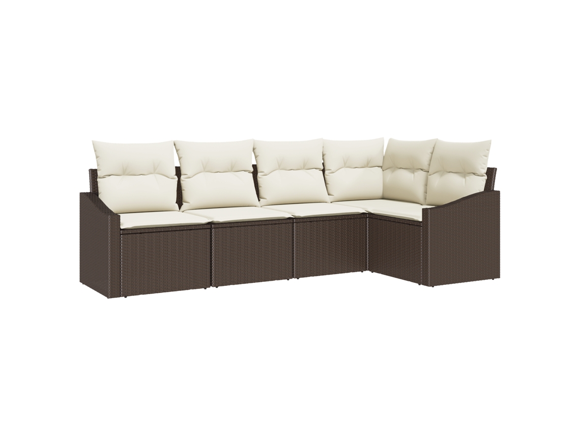Conjunto 5 Sofá Exterior Vidaxl Castanho Vime Pe (233,5 X 123,5 X 85 Cm)