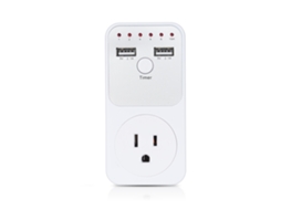 Tomada Temporizadora 1800W, USB 2.1A, Proteção contra Surto, EU YURU