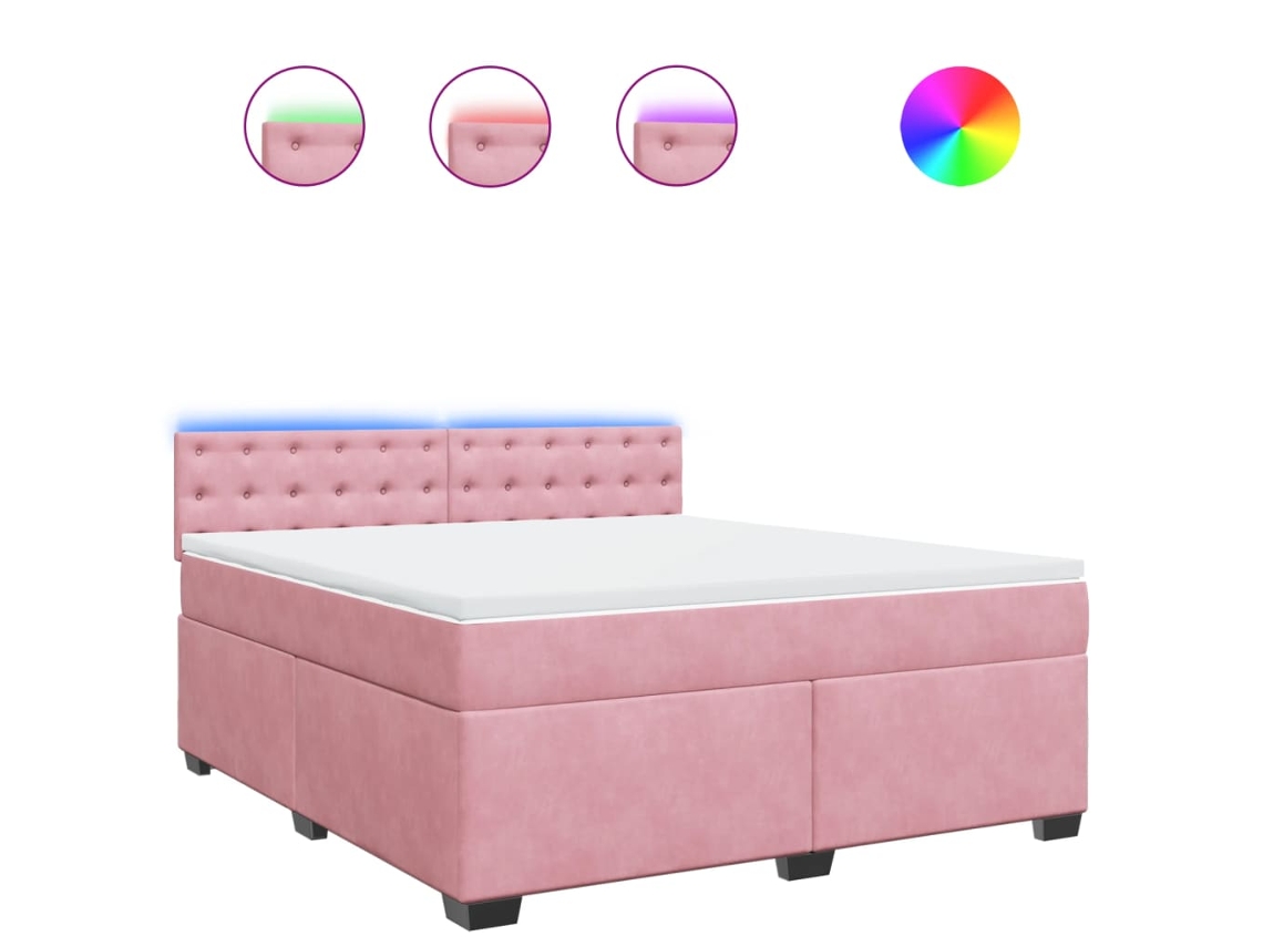 Cama com Molas/colchão 180x200 Cm Veludo Rosa MAISON EXCLUSIVE