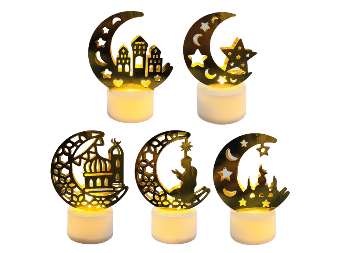 Luz De Velas Led Decorativo Islâmico Para Eid Ramadan 5 Unidades
