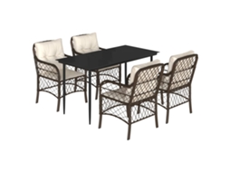 Garden Dining Set, Garden Dining Sets Vidaxl Marrom Rattan / Vime (140 Cm Table Length)