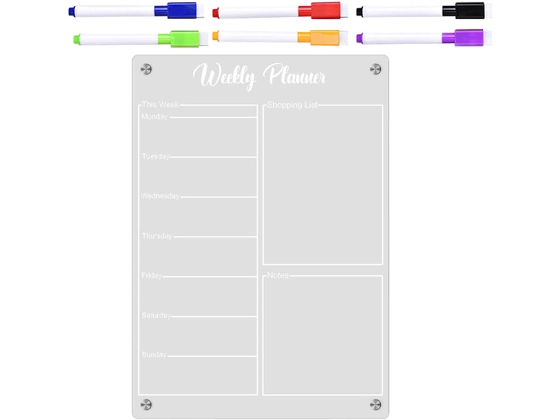 Calendrier Acrylique Magnétique Effaçable À Sec Para Refrigerador, Tableau Blanc Portátil E Reutilizável