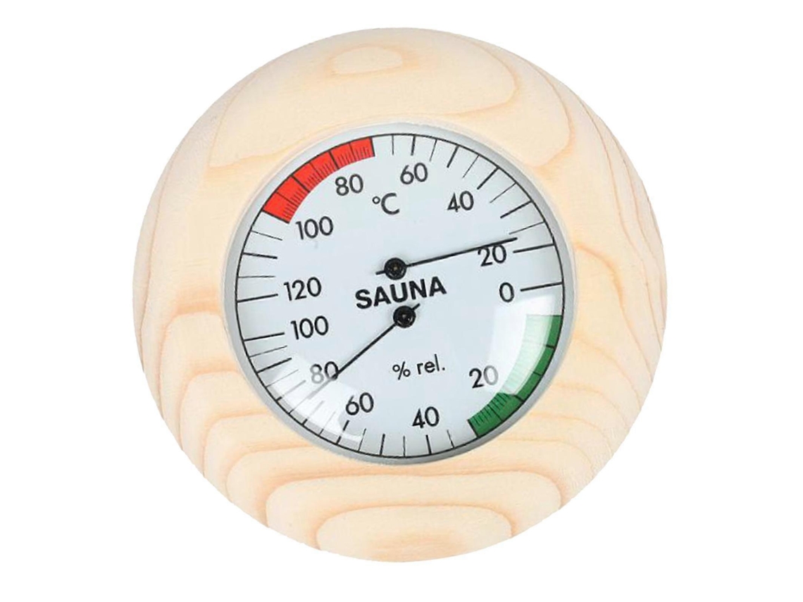 Termômetro E Higrômetro Digital Redondo De 5,7 Polegadas Em Madeira Para Sauna