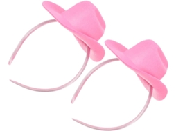 Faixa De Cabeça Rosa Estilo Caubói, Conjunto Com 2 Peças, Poliéster, Confortável De Usar, Acessório.