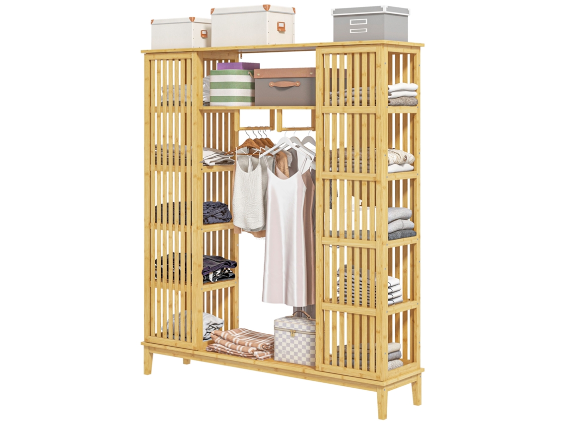 Guarda-roupa Bambu 145x35x165cm 2 Portas Deslizantes