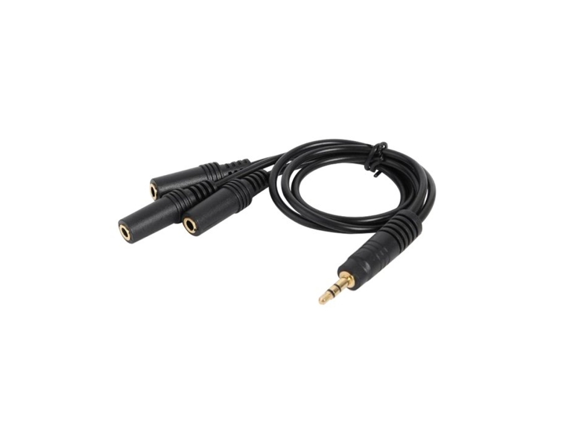 Adaptador Divisor de Áudio 3,5 Mm, Cabo Estéreo Macho para Fêmea, Carro, 3 Vias com 1 Fêmea Revestimento em Ouro AQUAFORGE