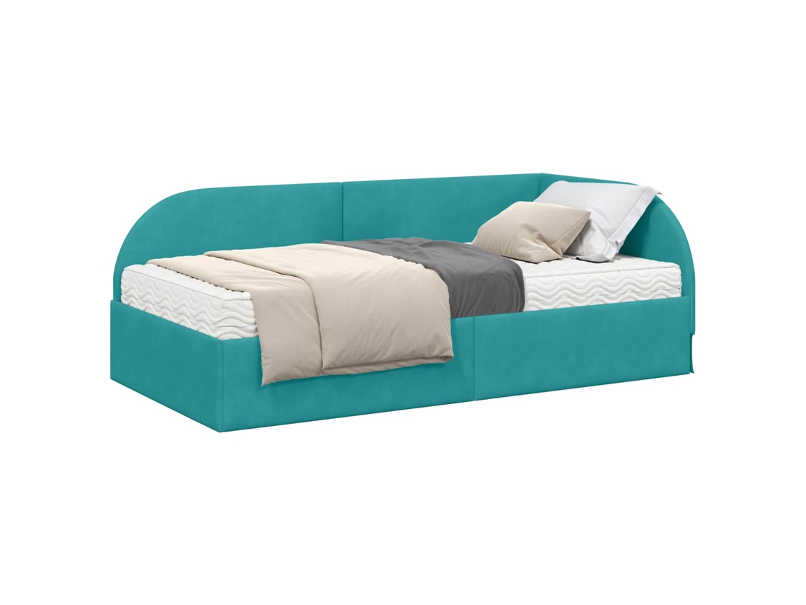 Estrutura de Cama de Canto com Colchão 2 Pcs Turquesa Veludo MAISON EXCLUSIVE